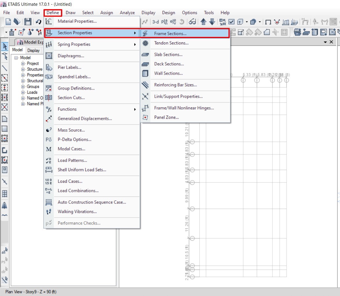 Define > Section Properties > Frame Sections